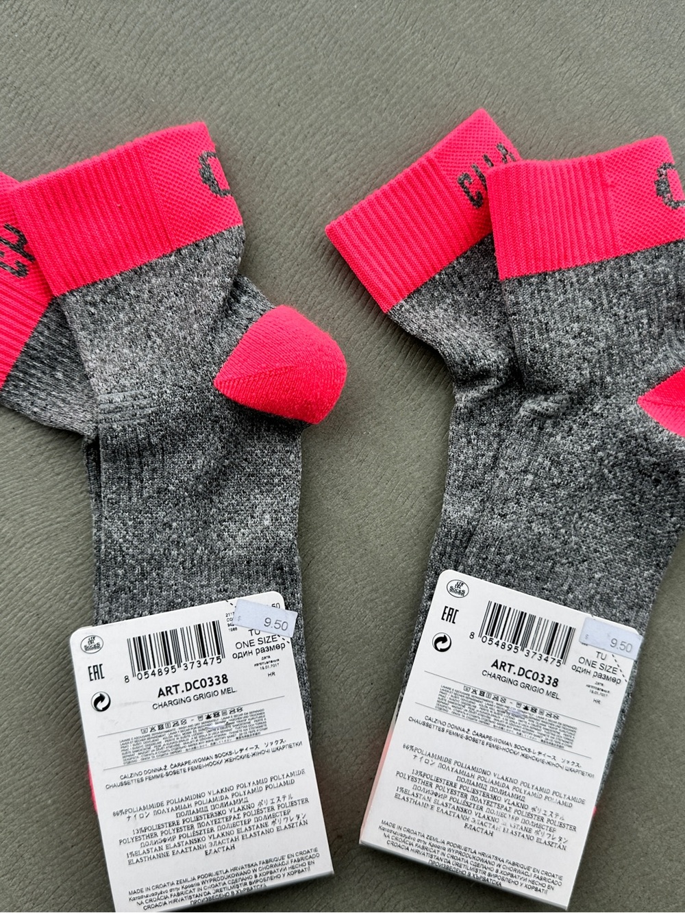 Calzedonia Women's/Unisex Gray Socks with Bright Pink Cuffs - Pack of 2